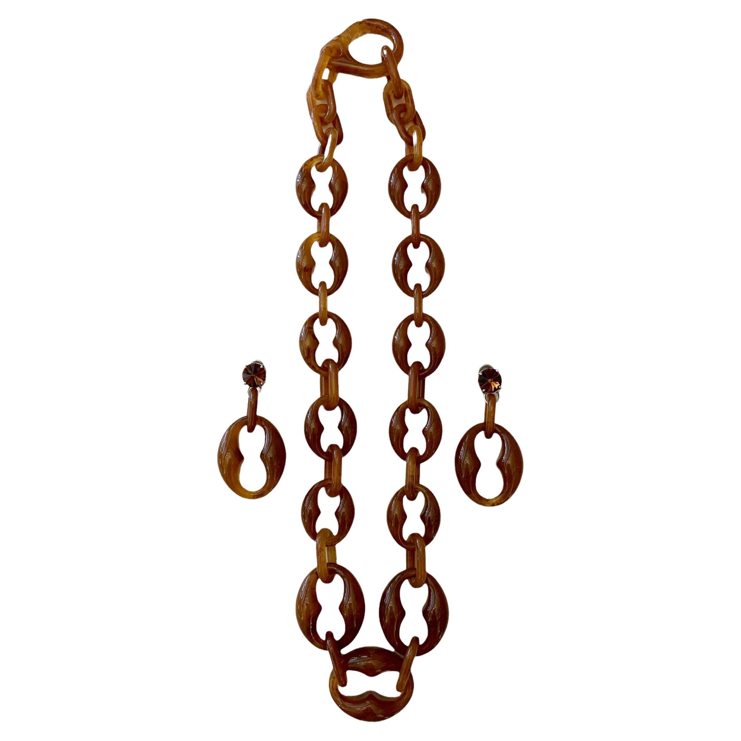Prada Plexiglass Chain Necklace and Earrings