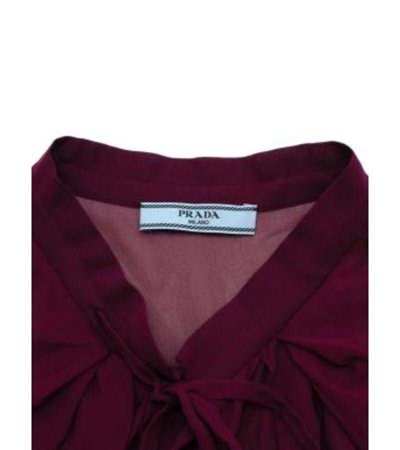 Prada Plum Silk Chiffon Lavaliere Sleeveless Blouse For Sale 6