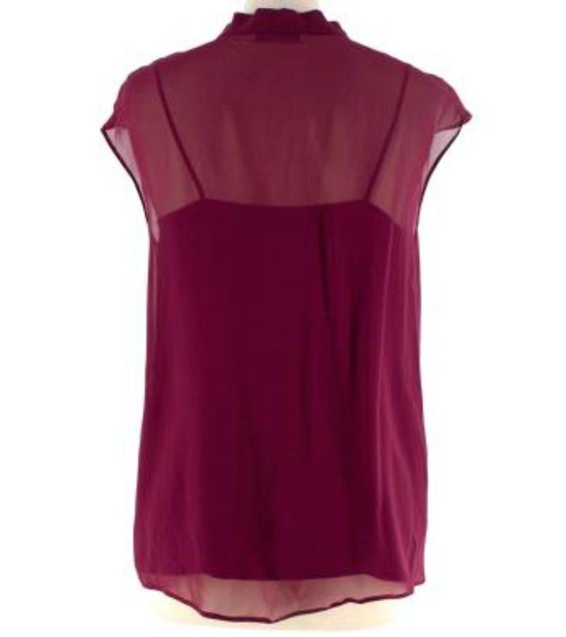 Women's Prada Plum Silk Chiffon Lavaliere Sleeveless Blouse For Sale