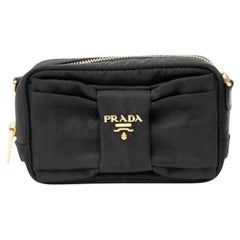 Prada Mini Black Nylon Bow Clutch Bag