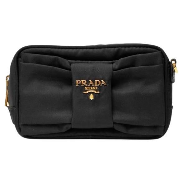 Prada Mini Black Nylon Bow Clutch Bag