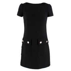 Prada Pocket Detail Wool Black Dress IT 38
