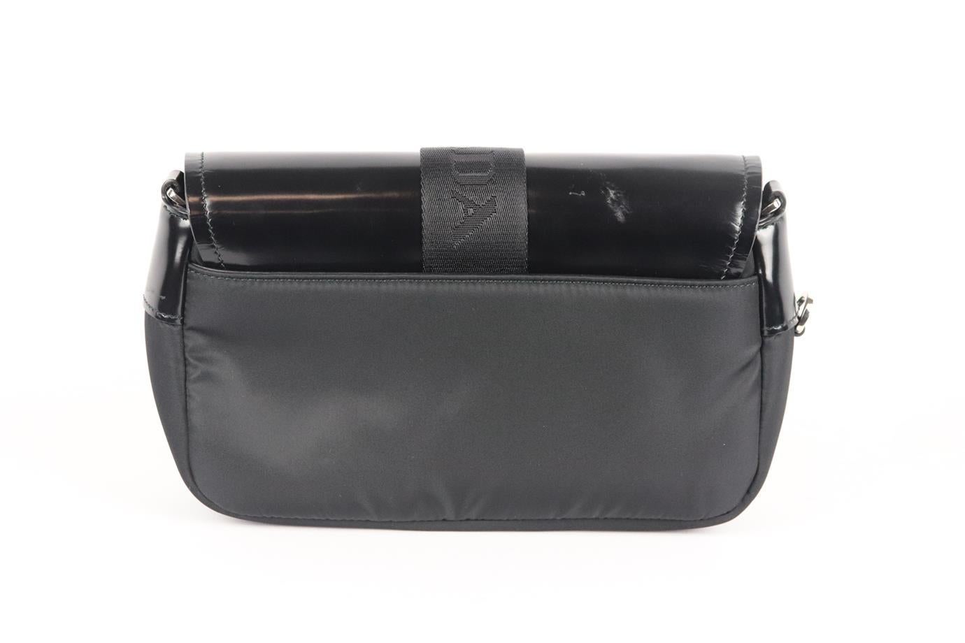 Black Prada Pocket Leather And Nylon Shoulder Bag For Sale