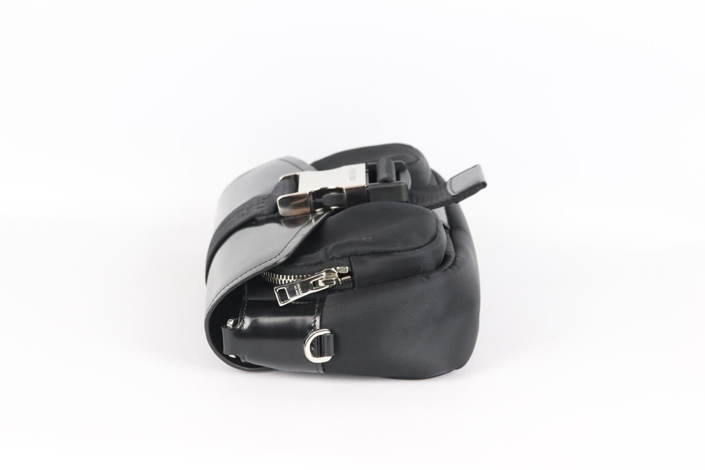 Prada Pocket Leather And Nylon Shoulder Bag In Excellent Condition For Sale In London, GB