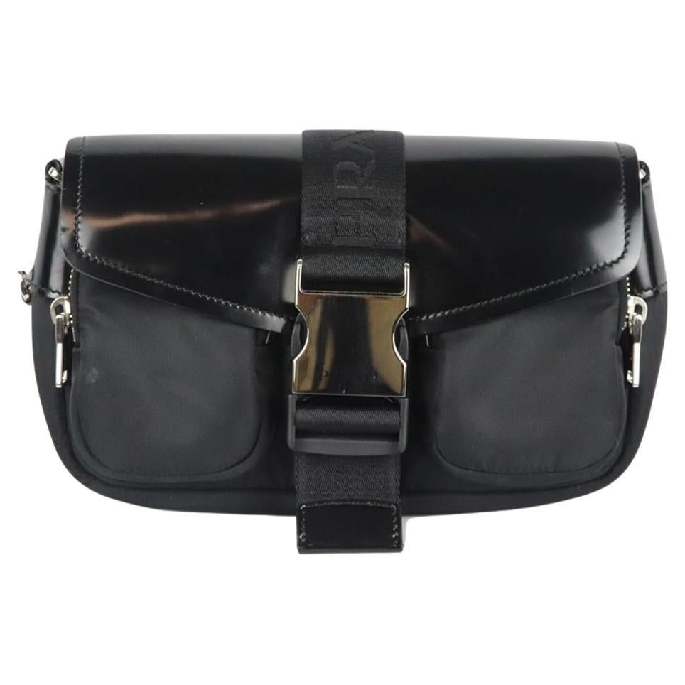 Prada Pocket Leather And Nylon Shoulder Bag For Sale