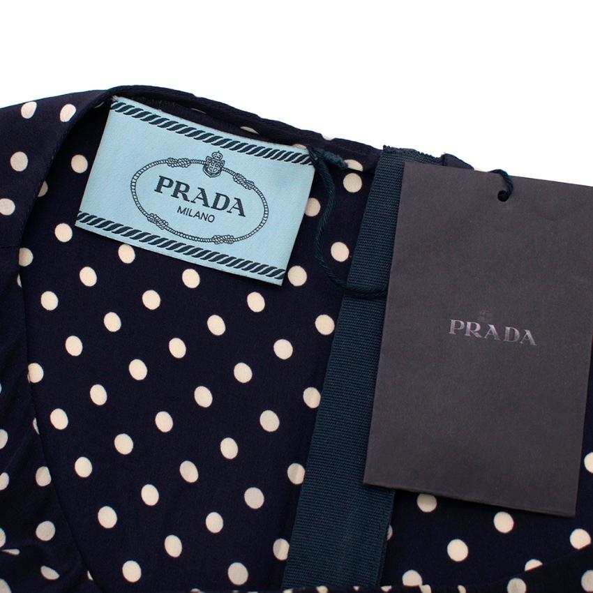 Black Prada Polka Dot Navy Silk Swing Dress - Size US 8 For Sale