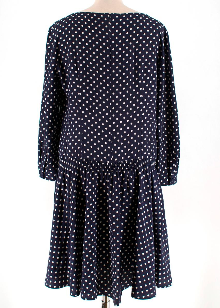 Women's Prada Polka Dot Navy Silk Swing Dress - Size US 8 For Sale
