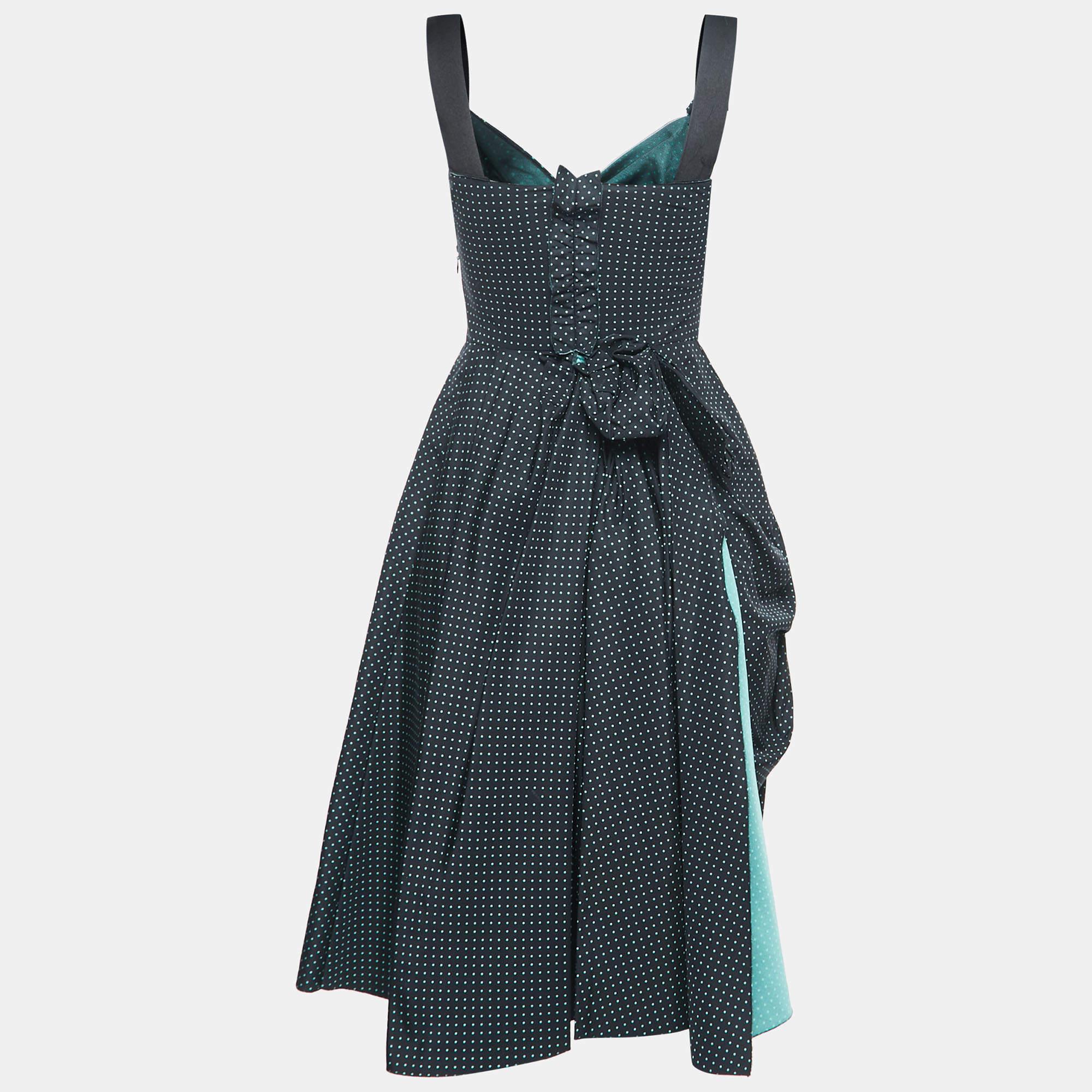 Women's Prada Polka Dot Silk Draped Sleeveless Short Dress S For Sale