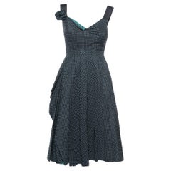 Prada Polka Dot Silk Draped Sleeveless Short Dress S
