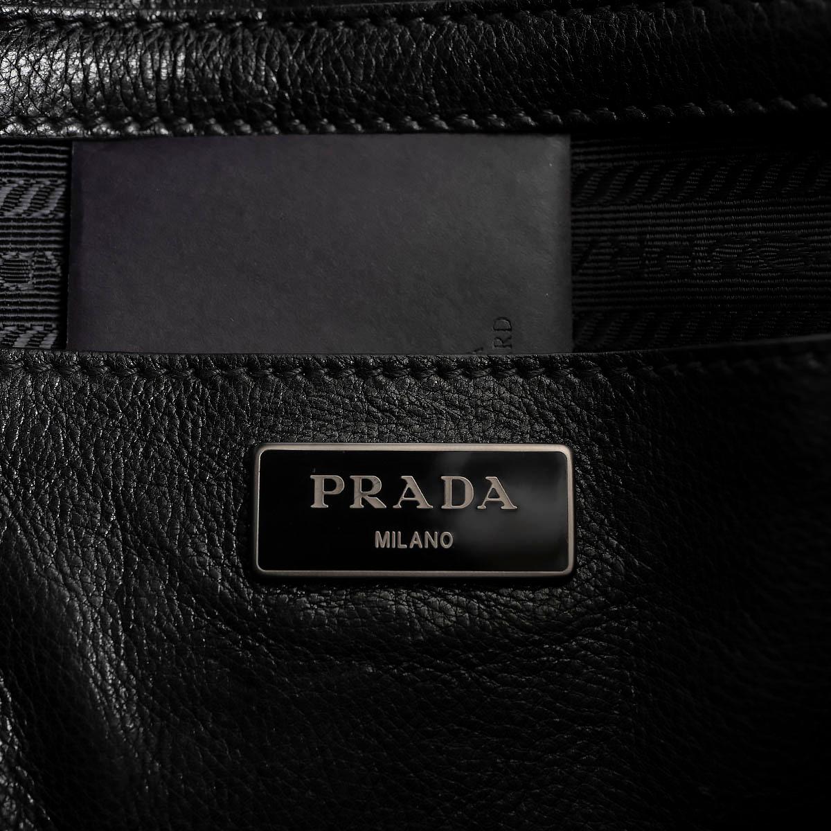 PRADA Pomice beige & black Glace leather SOUND Tote Bag For Sale 4