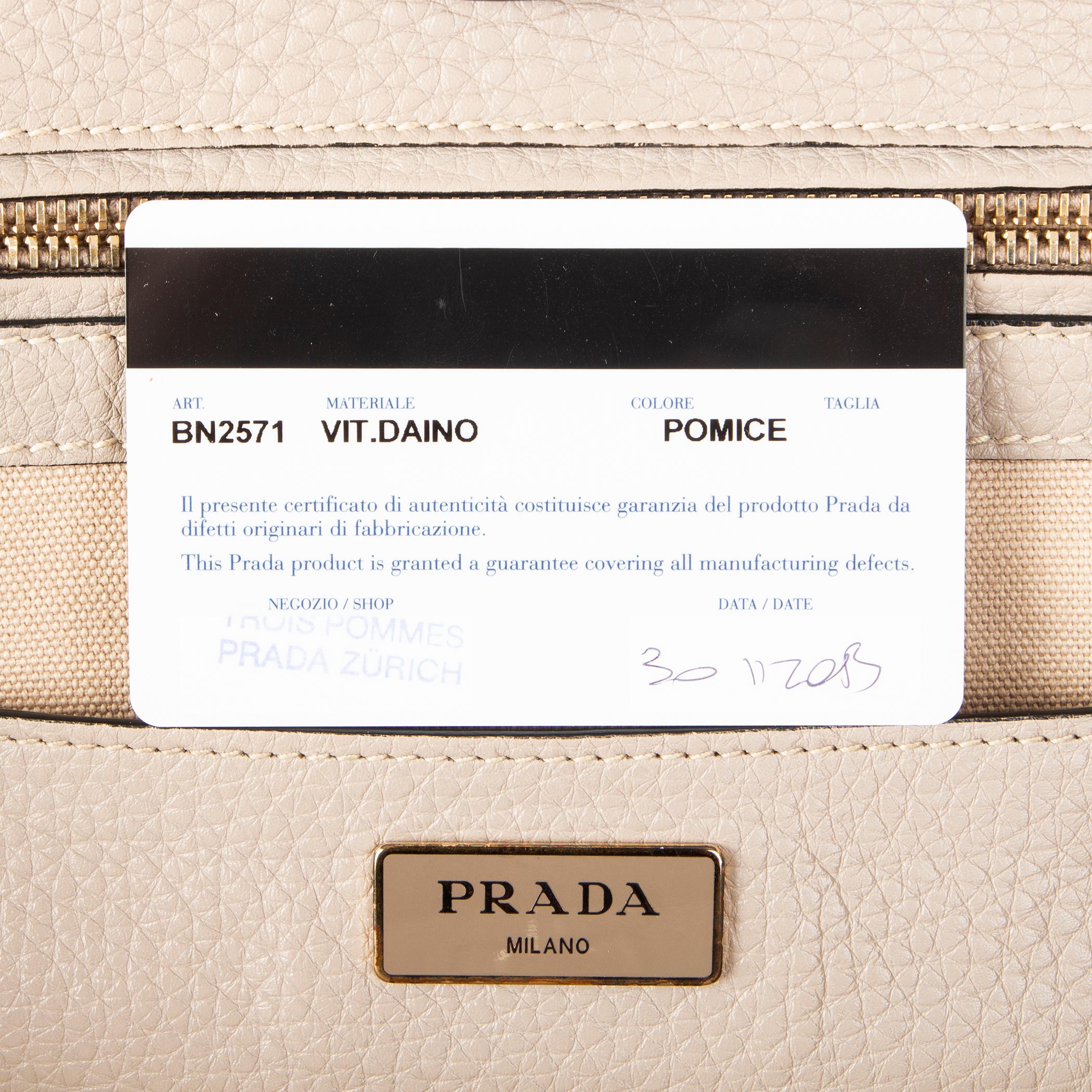 Beige PRADA Pomice taupe Vitello Daino BN2571 Tote Shoulder Bag