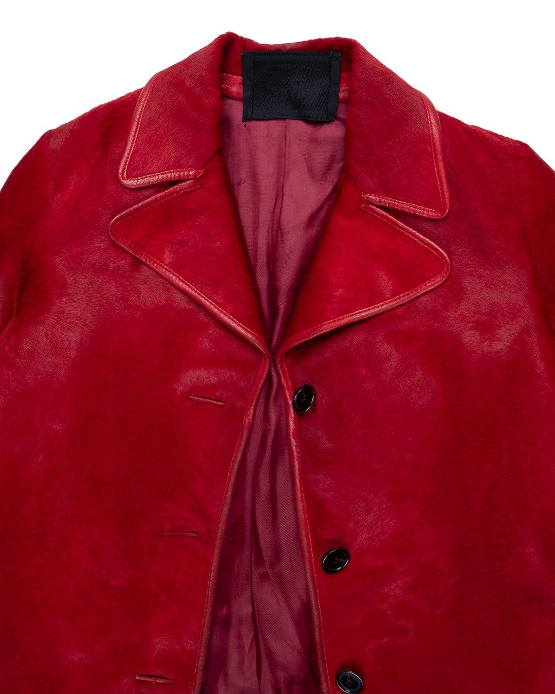 Red Prada Pony Hair Garment Dyed Coat