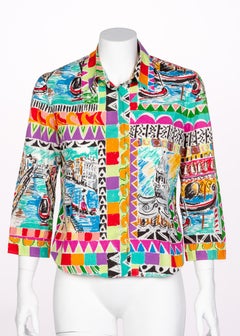 Prada Postcard Print Cotton Blouse Top, Spring 2004