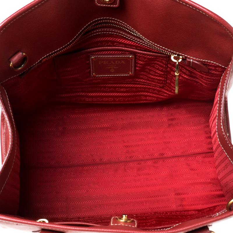 PRADA Prada Red Saffiano Leather Satchel 5