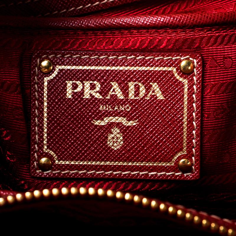 PRADA Prada Red Saffiano Leather Satchel 1