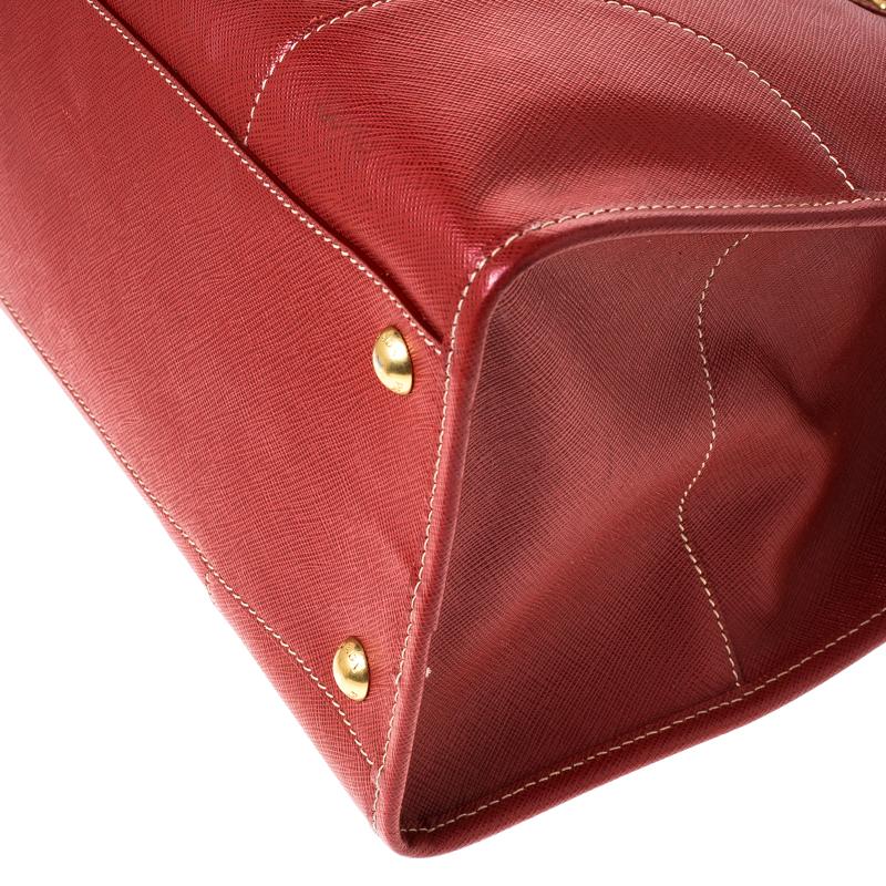 PRADA Prada Red Saffiano Leather Satchel 3