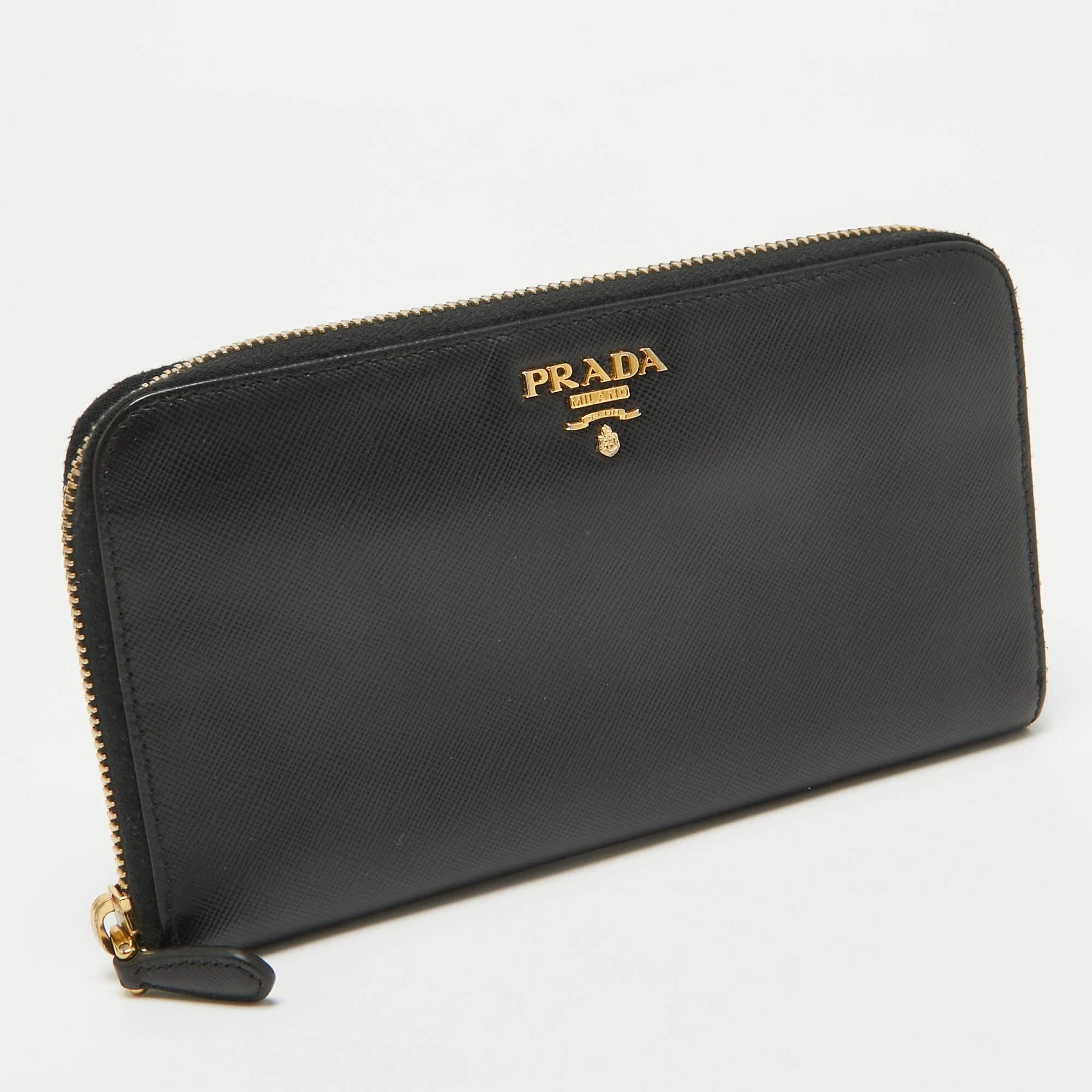 Prada Prada Saffiano Leather Zip Around Wallet In Fair Condition In Dubai, Al Qouz 2