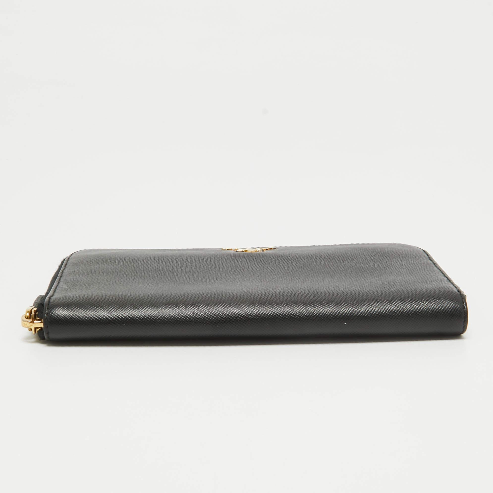 Prada Prada Saffiano Leather Zip Around Wallet 2