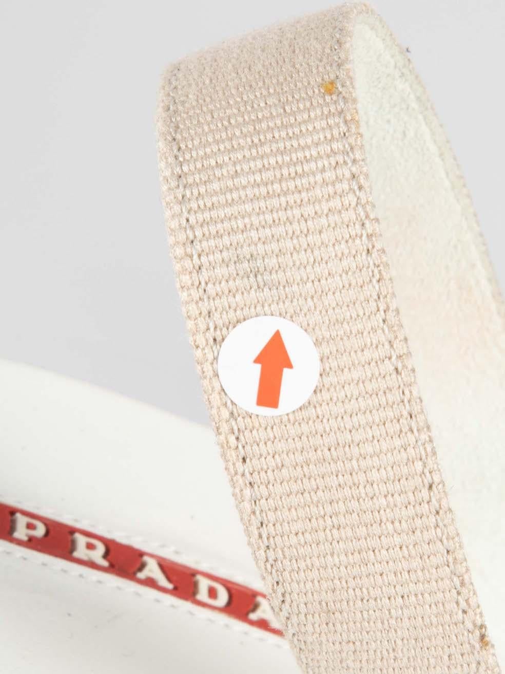 Prada Prada Sport Beige Beige Laced Slingback Wedges Size IT 39 For Sale 4