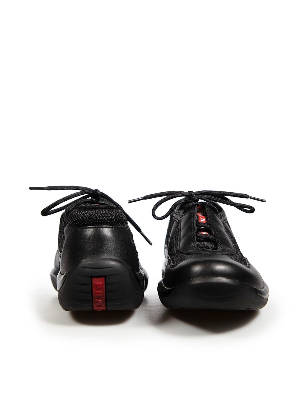 Prada Prada Sport Black Leather & Mesh Trainers Size IT 38 In Good Condition In London, GB