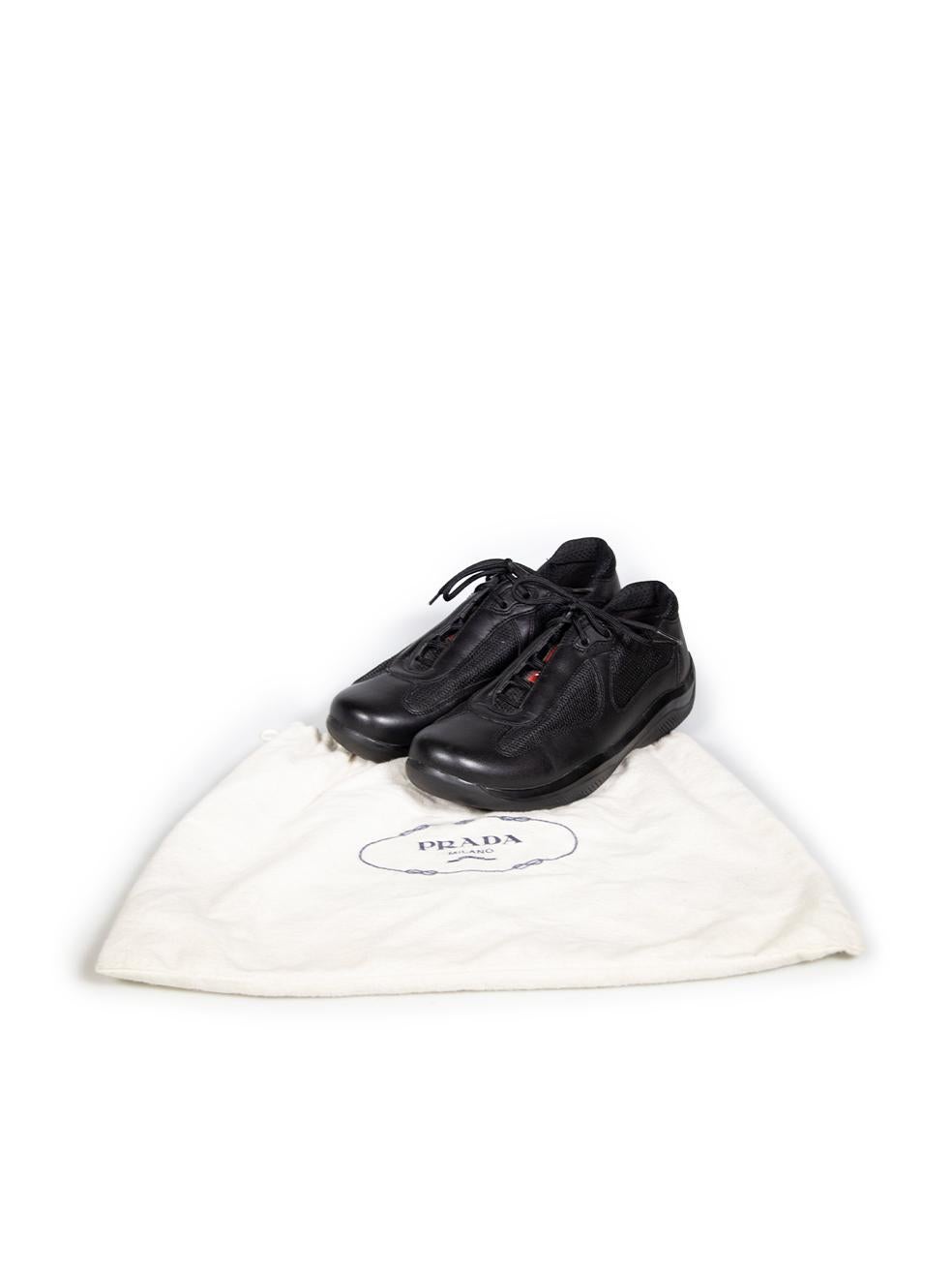 Prada Prada Sport Black Leather & Mesh Trainers Size IT 38 3