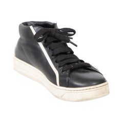 Prada Prada Sport Black Leather White Trim Trainers Size IT 37.5