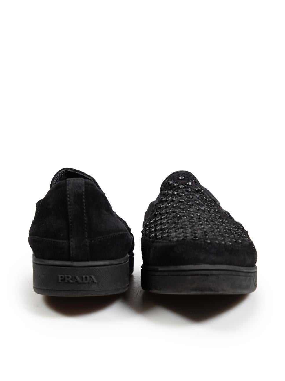 Prada Prada Sport Black Suede Studded Loafers Size IT 41 In Good Condition In London, GB