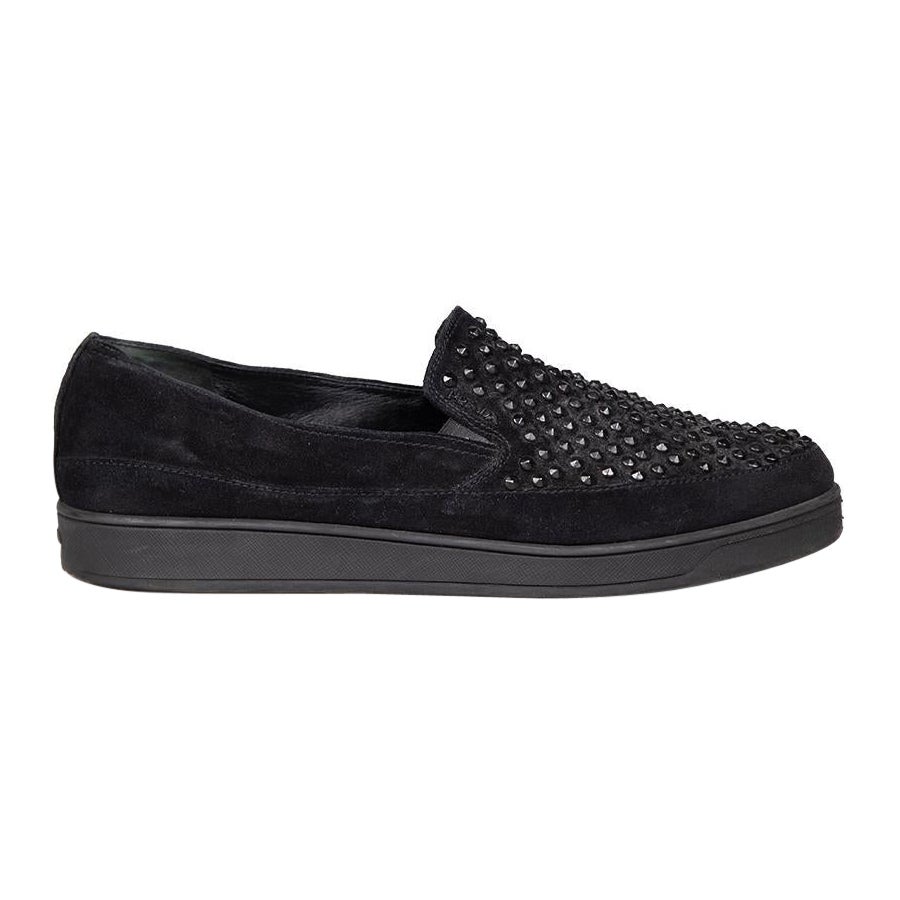 Prada Prada Sport Black Suede Studded Loafers Size IT 41