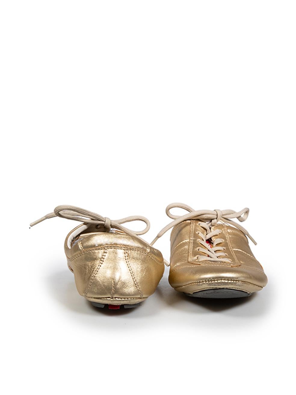 Prada Prada Sport Gold Lace Up Trainers Size IT 36.5 In Good Condition In London, GB
