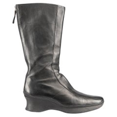 Prada Prada Sport Vintage Schwarz Leder Mid Calf Stiefel Größe IT 40