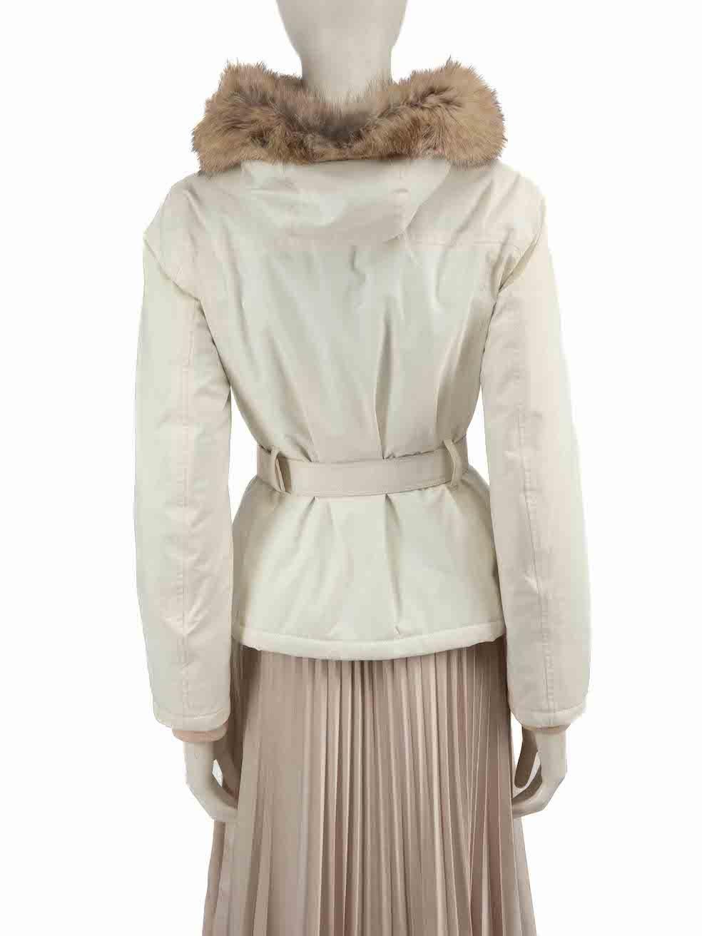 Prada Prada Sport White Fox Fur Trim Ski Jacket Size S In Excellent Condition In London, GB