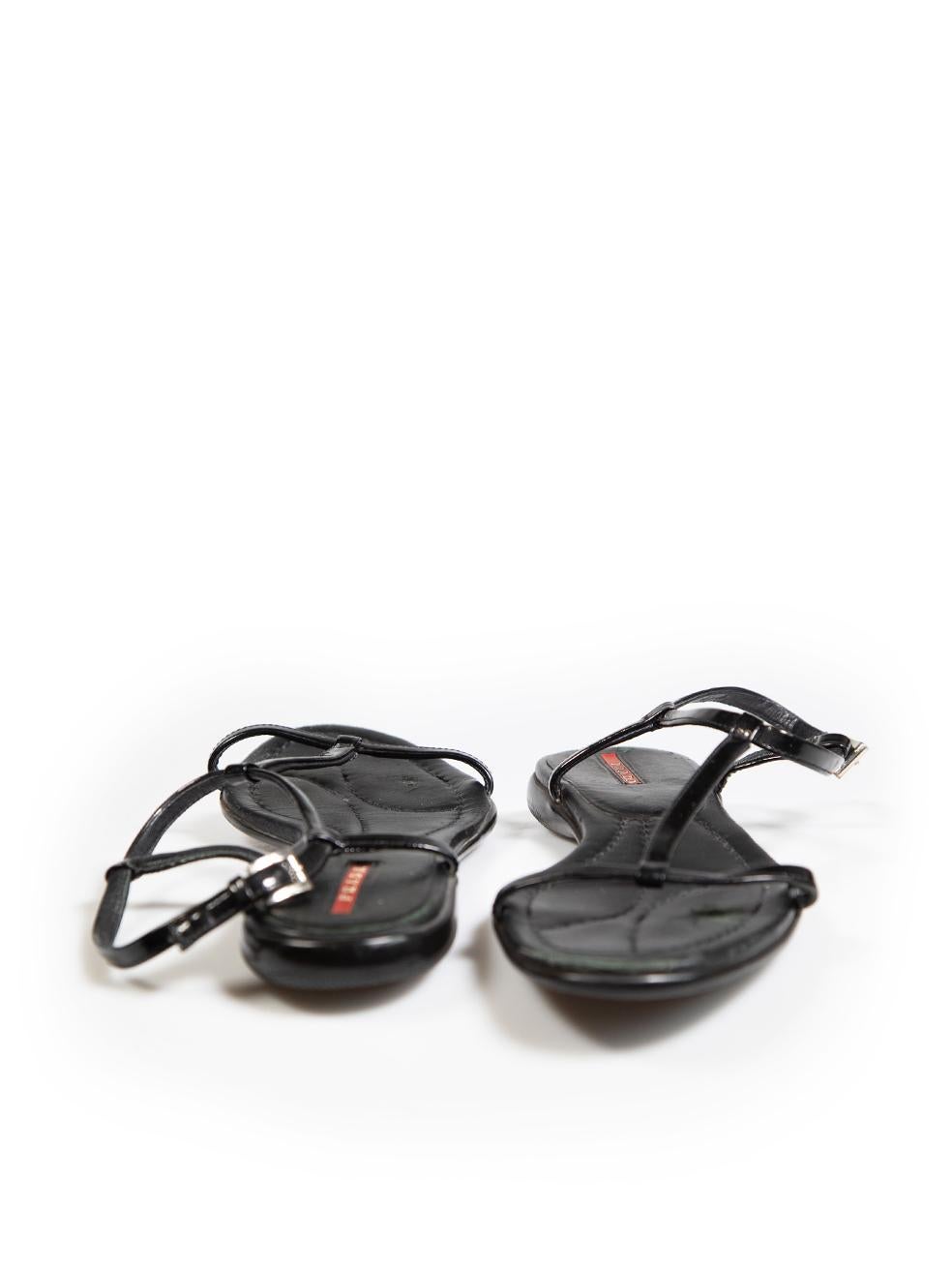 Prada Prada Sports Black Patent Leather Strap Sandals Size IT 38 In Good Condition In London, GB