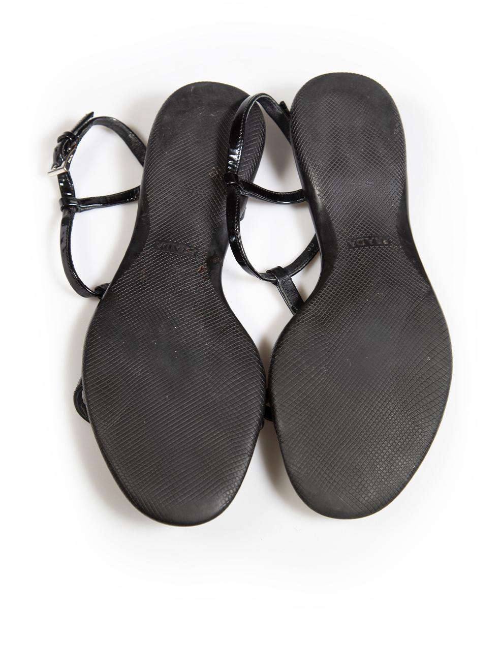 Women's Prada Prada Sports Black Patent Leather Strap Sandals Size IT 38