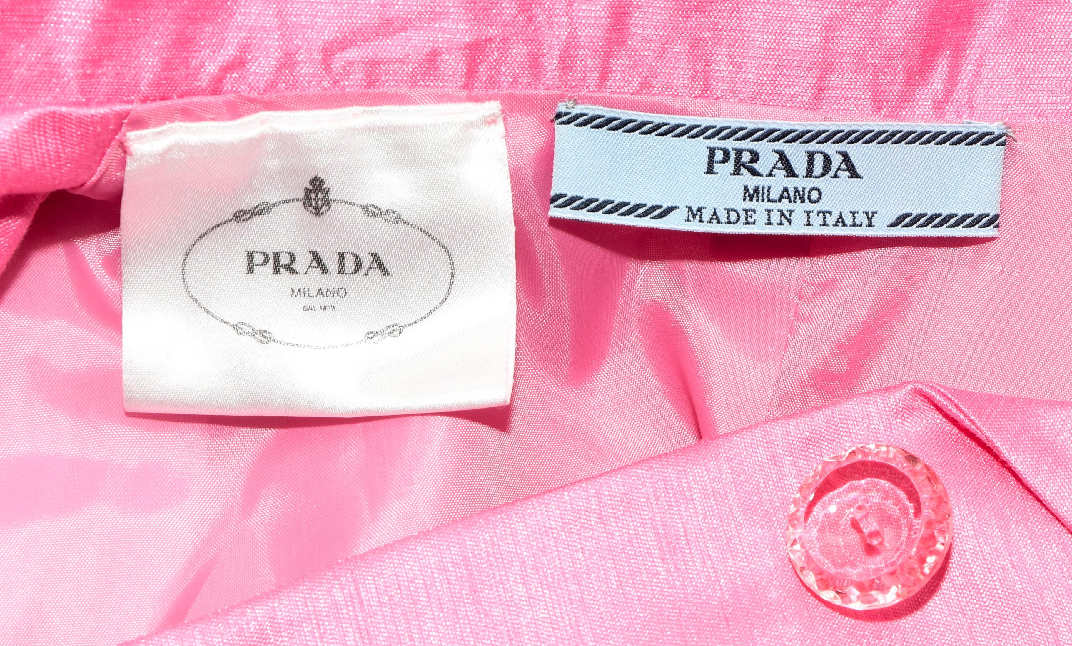 Prada Primavera Pink Blossom Skirt Suit In Excellent Condition For Sale In Palm Beach, FL