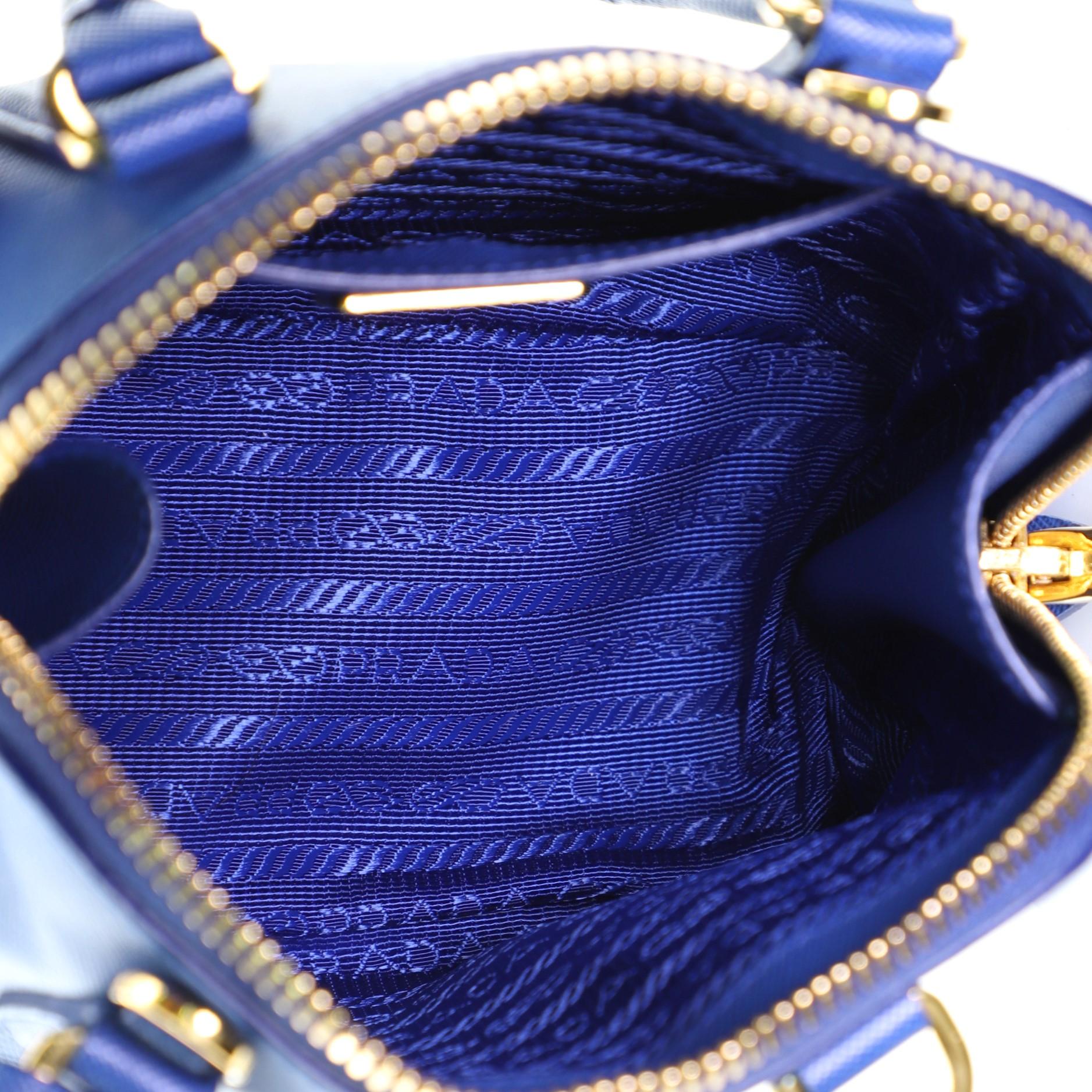 Blue Prada Promenade Bag Saffiano Leather Mini