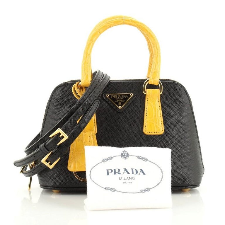 Prada Promenade Bag Saffiano Leather with Crocodile Mini at 1stDibs | prada  promenade saffiano leather bag