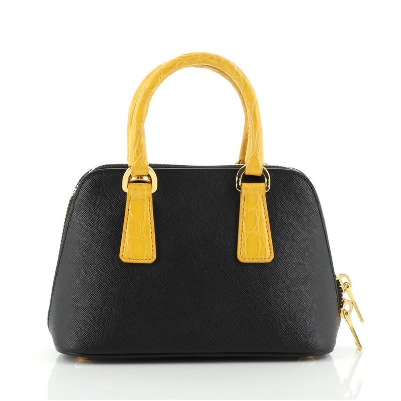 Prada Promenade Bag Saffiano Leather with Crocodile Mini In Good Condition In NY, NY