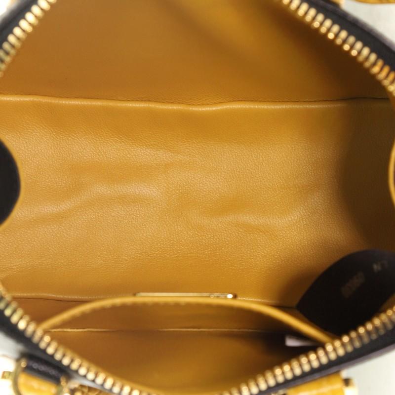 Black Prada Promenade Bag Saffiano Leather with Crocodile Mini