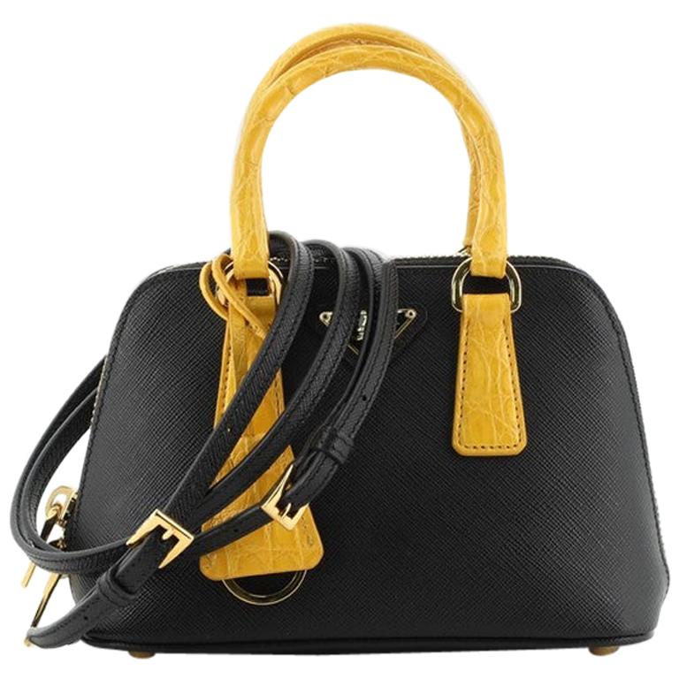 Prada Promenade Bag Saffiano Leather with Crocodile Mini