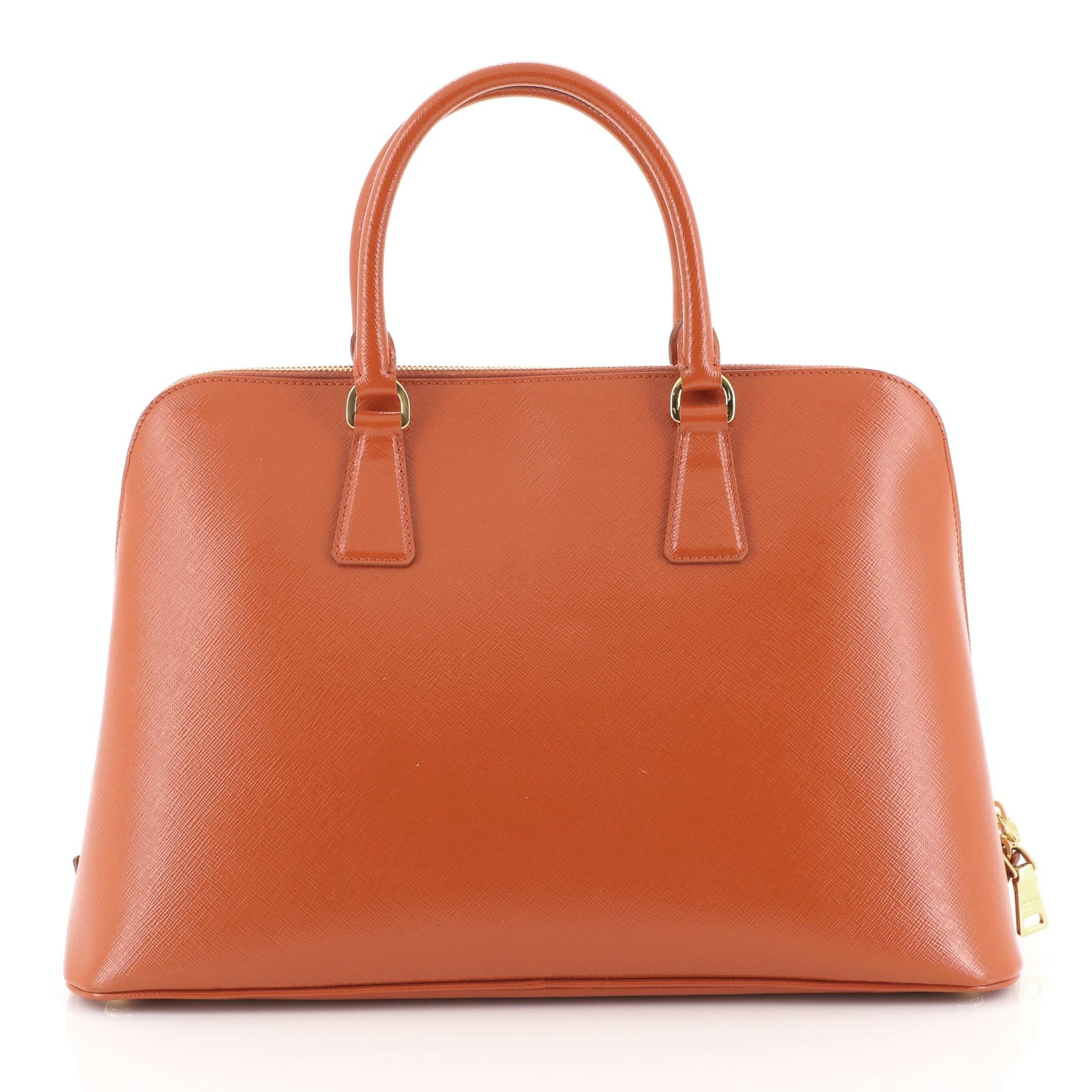 Orange Prada Promenade Bag Vernice Saffiano Leather Large