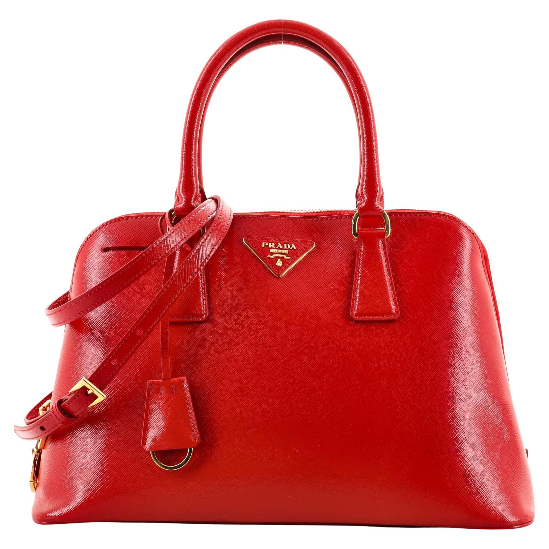 Prada Women Handbags Double Red Leather For Sale at 1stDibs
