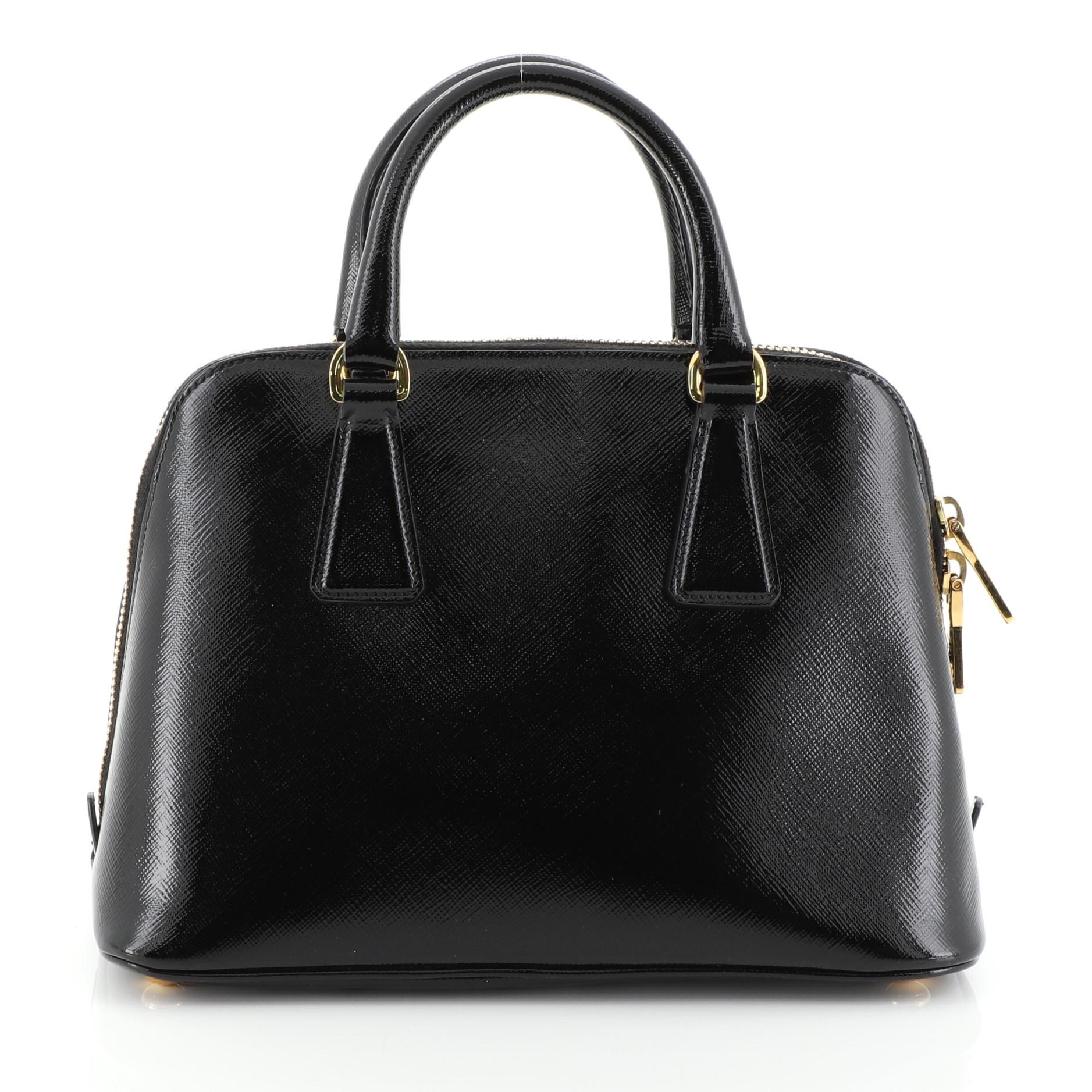 Black Prada Promenade Bag Vernice Saffiano Leather Small