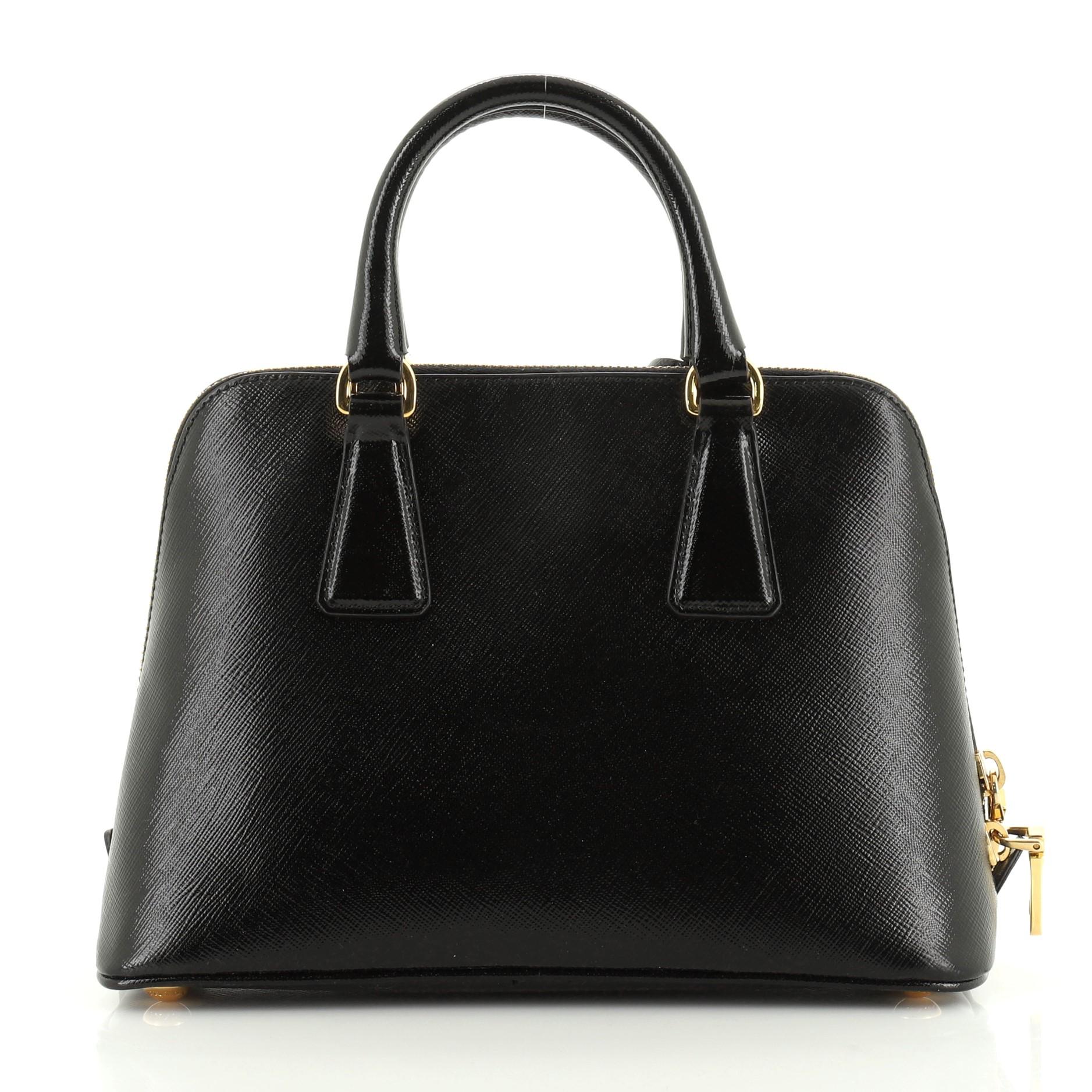 Black Prada Promenade Bag Vernice Saffiano Leather Small