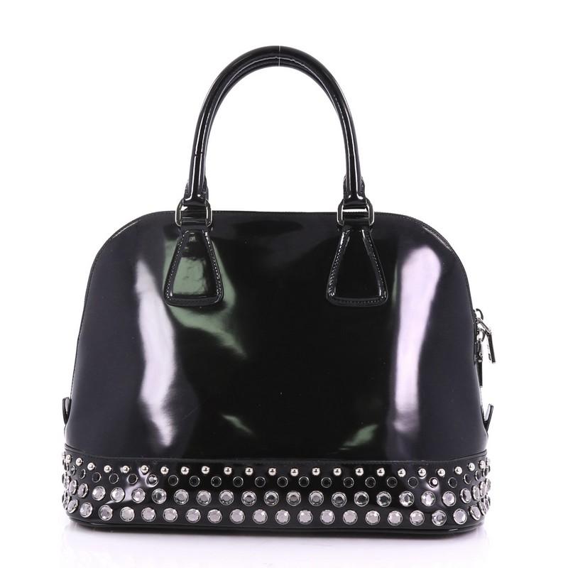 Prada Promenade Handbag Embellished Spazzolato Leather Large In Good Condition In NY, NY