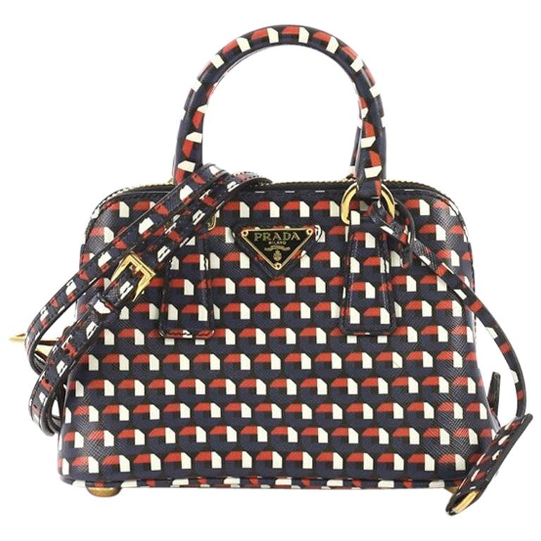 Prada Promenade Handbag Printed Saffiano Leather Mini at 1stDibs