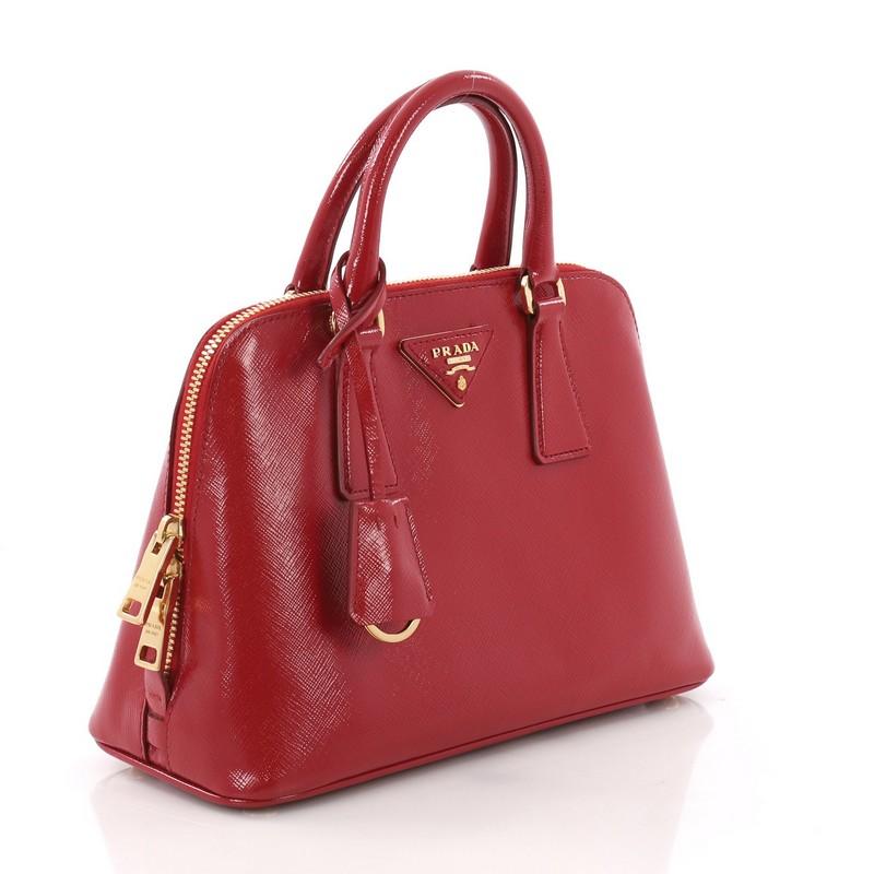 Prada Promenade Handbag Vernice Saffiano Leather Small (Rot)