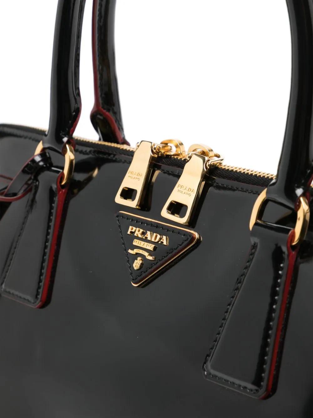 Black Prada Promenade Patent Top Handle Bag