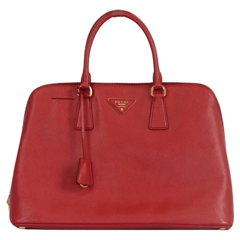 Prada Shopping Tote Tessuto Saffiano Red in Nylon with Gold-tone - US