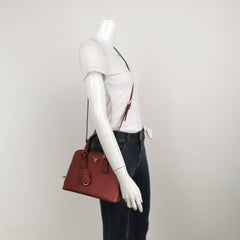 Prada Promenade Small Burgundy Leather Bag