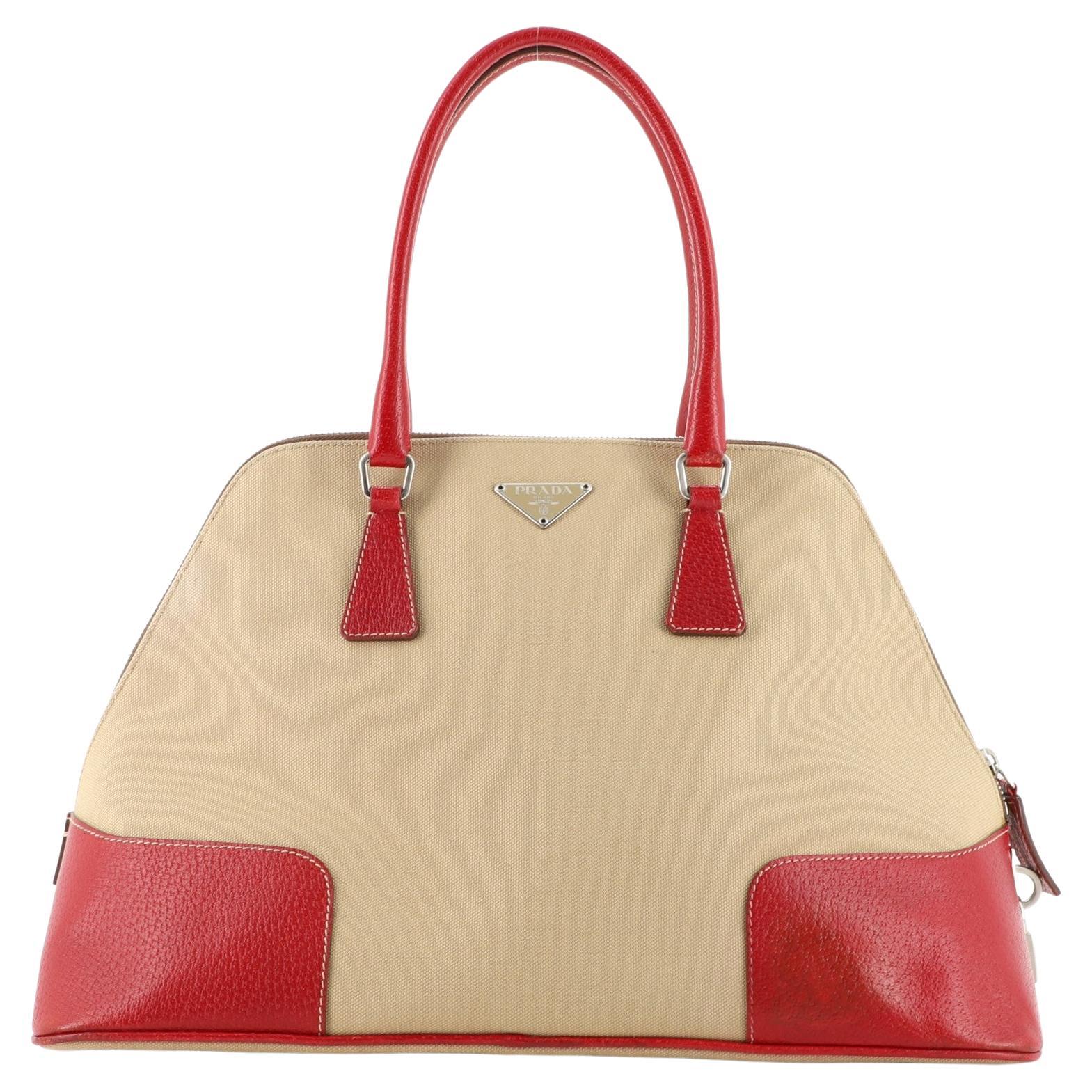 Prada Promenade Fourre-tout en toile et cuir grand format